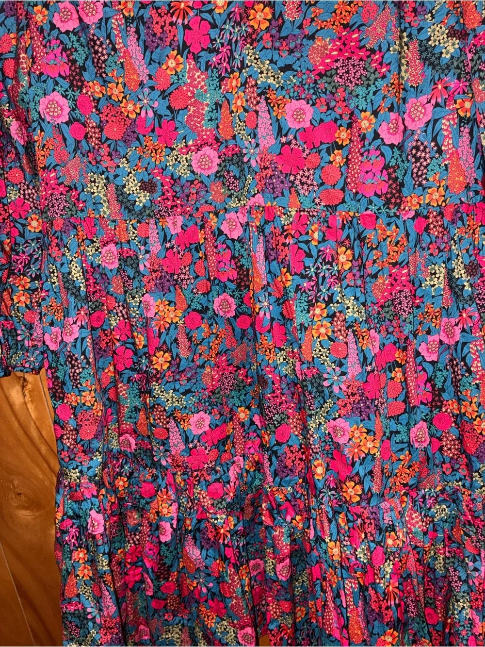 J Crew Floral Tiered Liberty Fabrics Dress - Multicolor Pink & Teal sz S